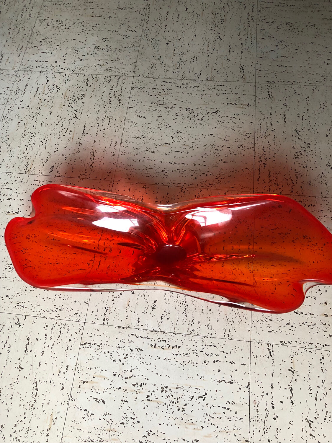 Red translucent blown glass bowl / centrepiece.
