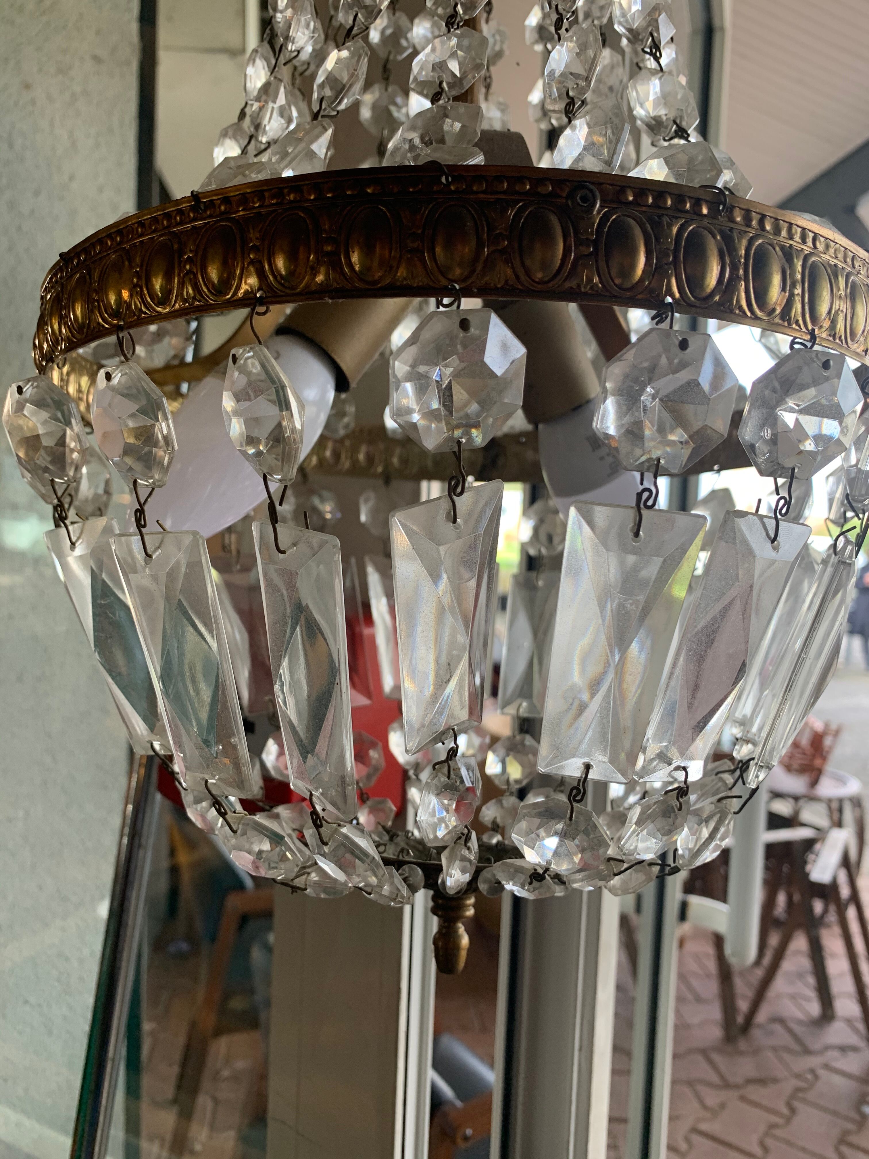 Lustre mongolfière à pampilles