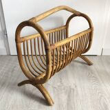 Vintage rattan magazine rack