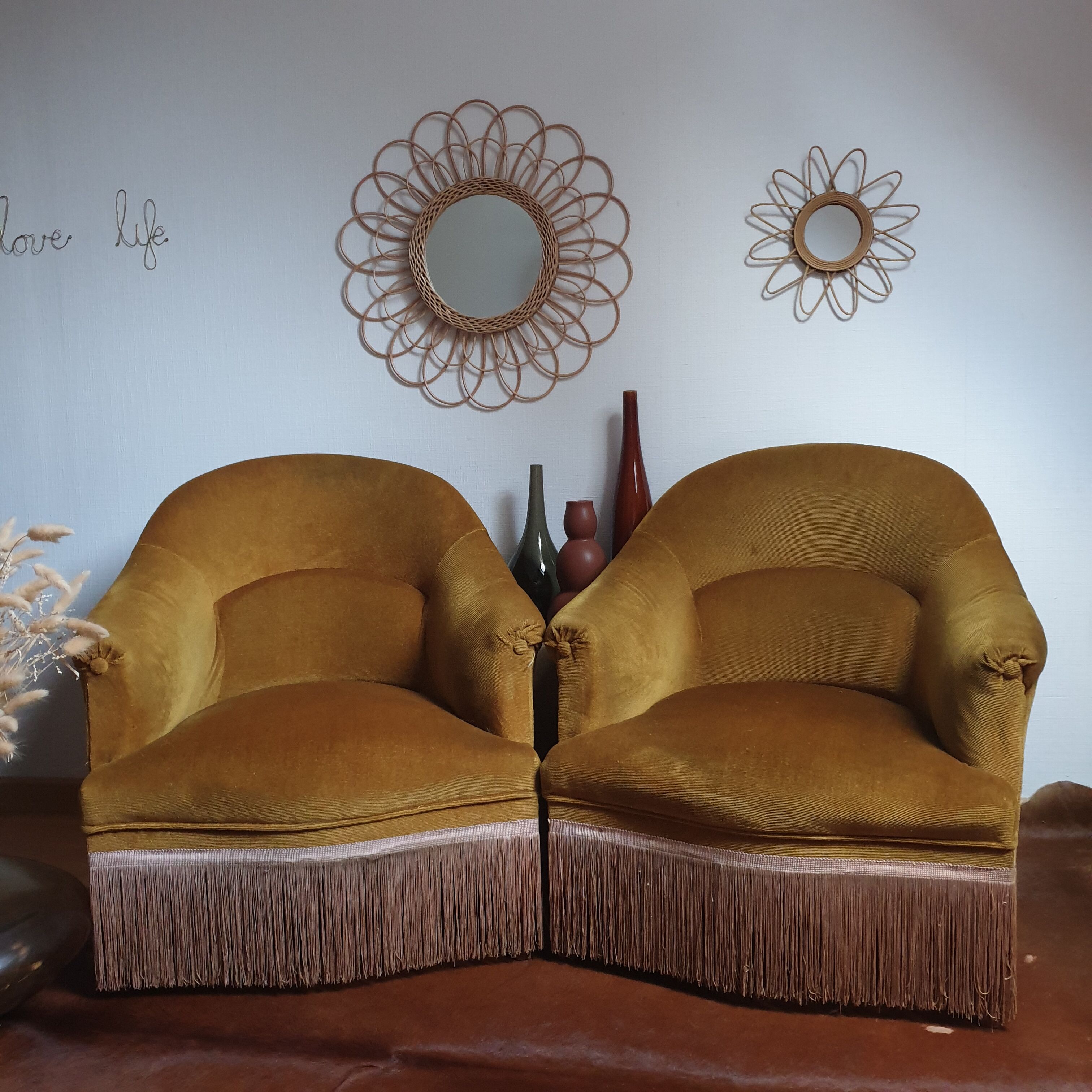 Pair of vintage gold toad armchairs