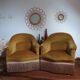 Pair of vintage gold toad armchairs