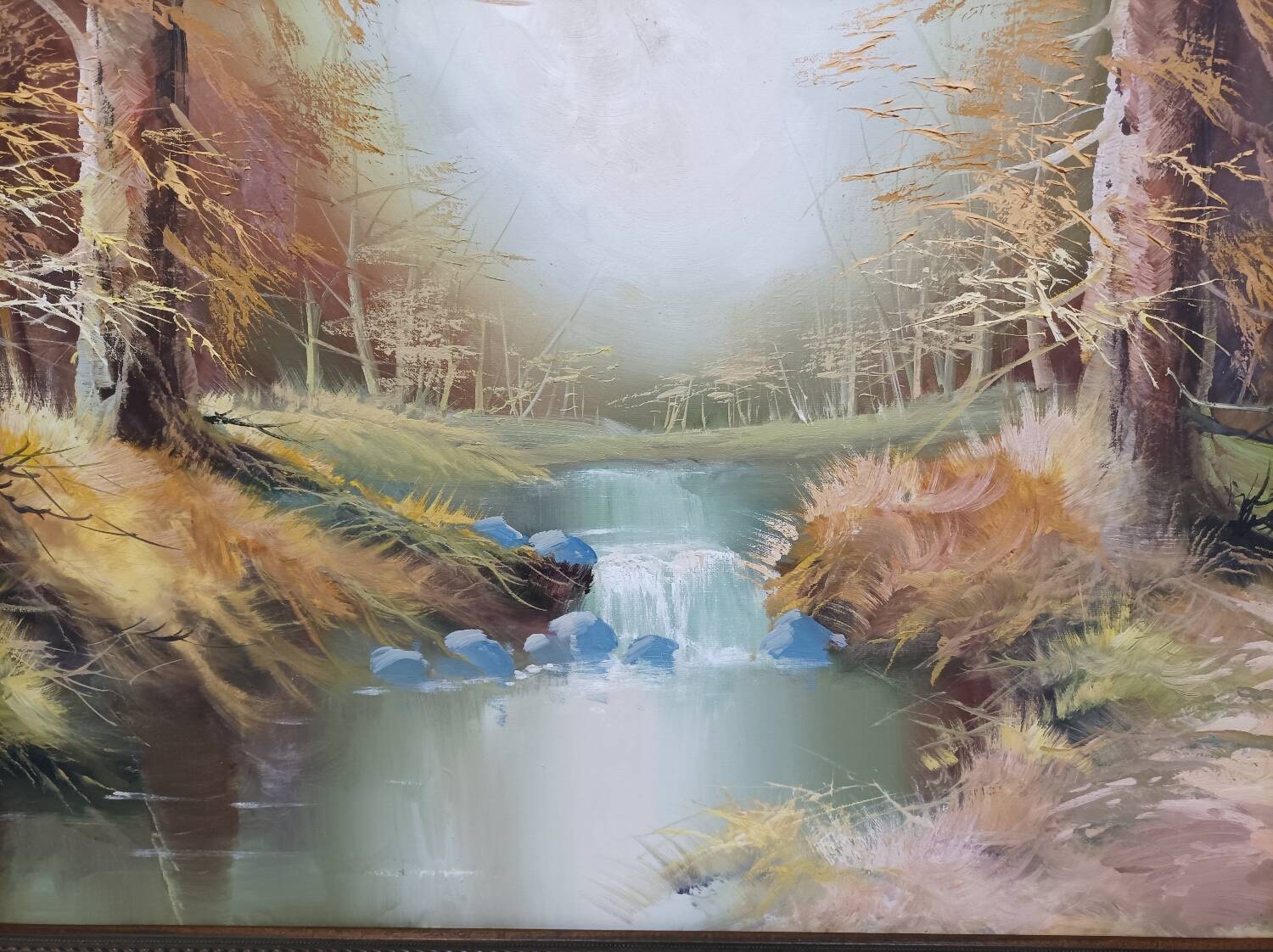 Large oil painting on canvas signed Miguel