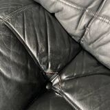 Kashima 2-seater sofa in black leather Michel Ducaroy, 1970