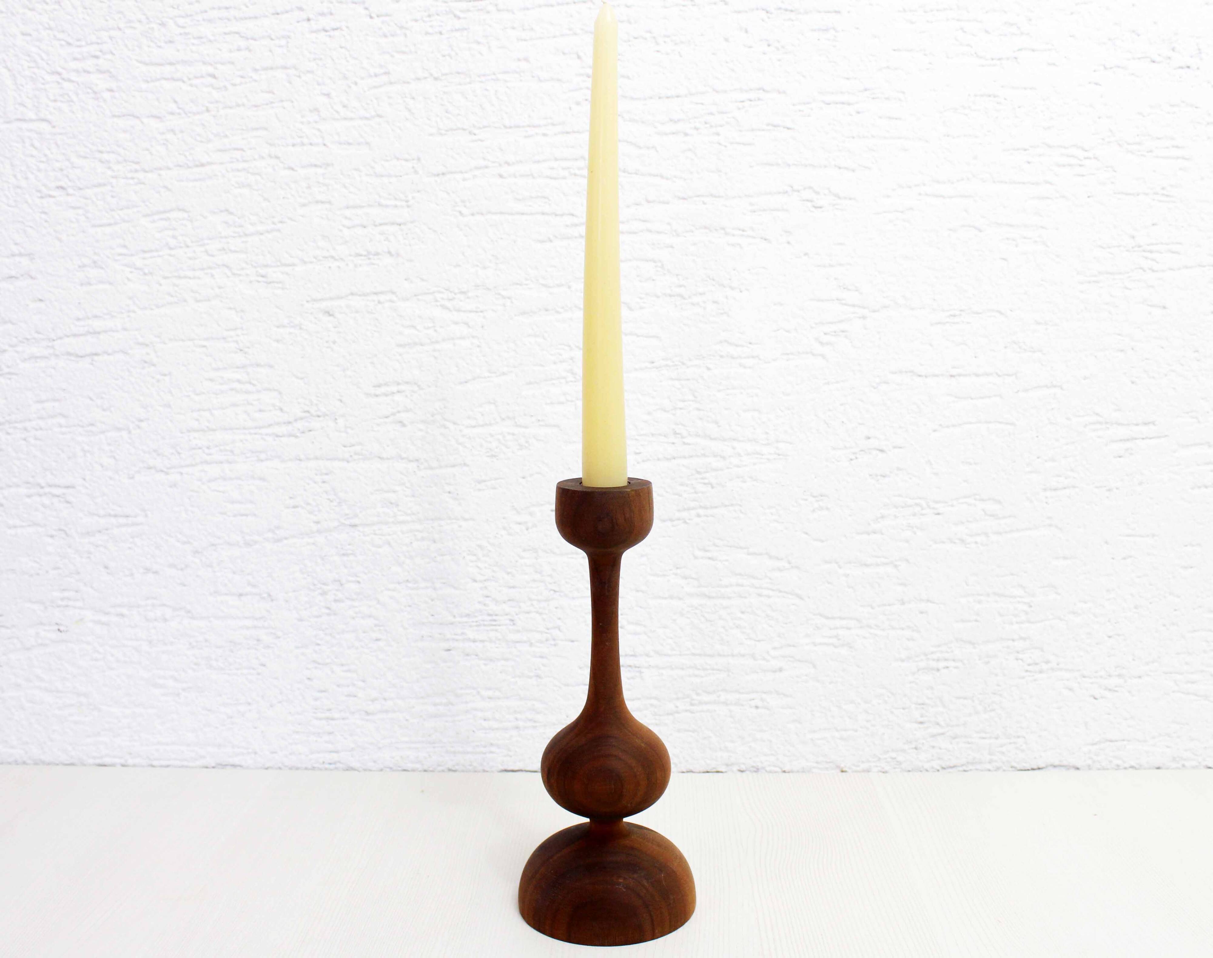 Scandinavian teak candle holder
