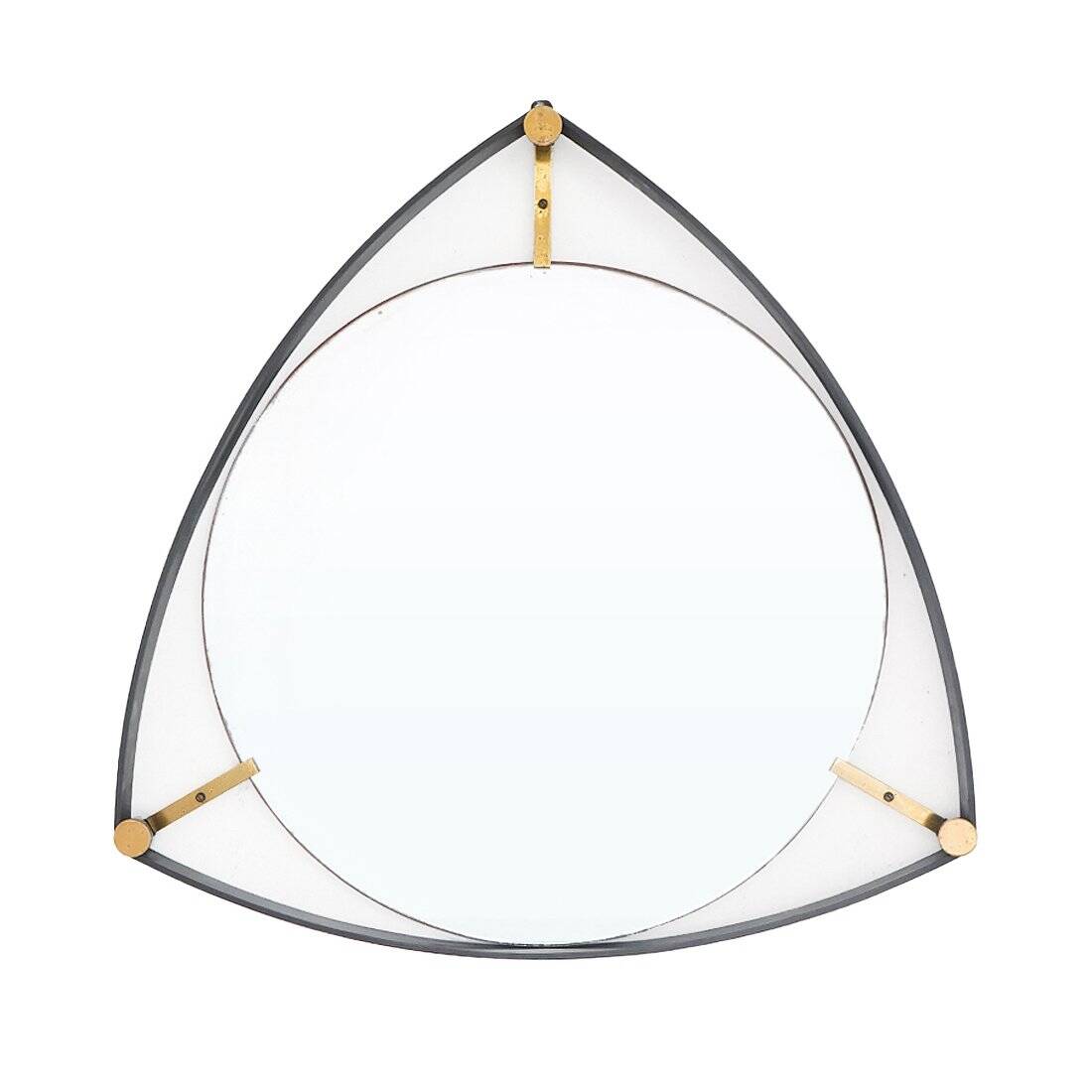 Vintage mirror with a metal and brass frame, 1950s.