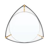 Vintage mirror with a metal and brass frame, 1950s.