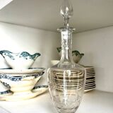 Chiseled and engraved crystal liqueur decanter