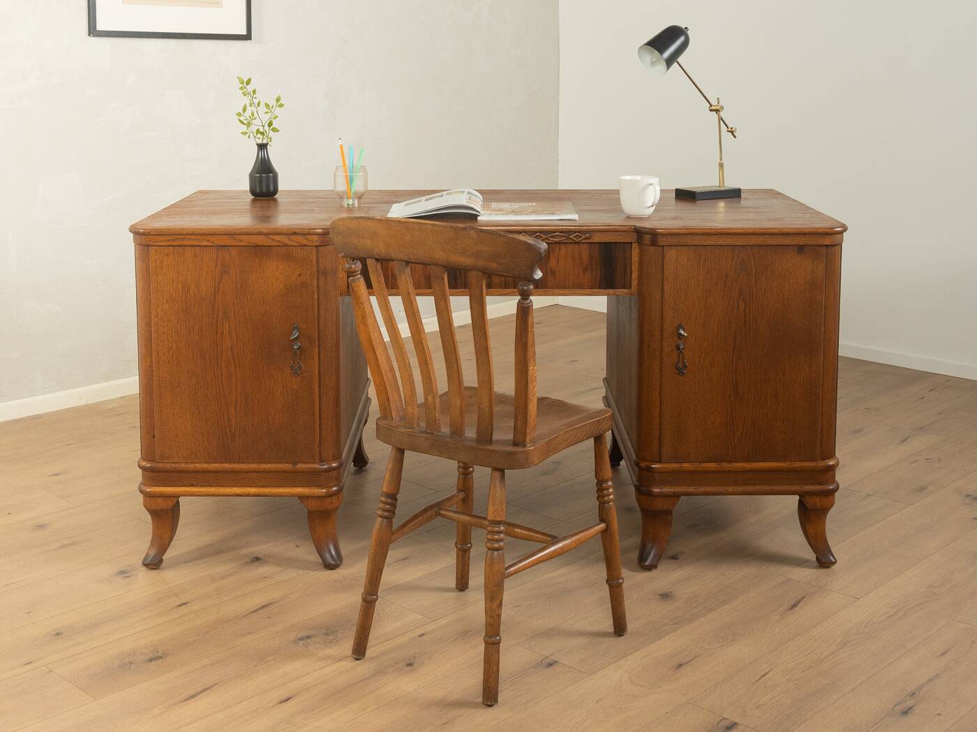 Elegant Art Deco desk with curved legs