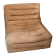 Vintage camel leather lounge chair, patinated, 1970s, Togo spirit.