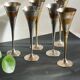 6 Vintage Silver-Plated Brass Champagne Flutes