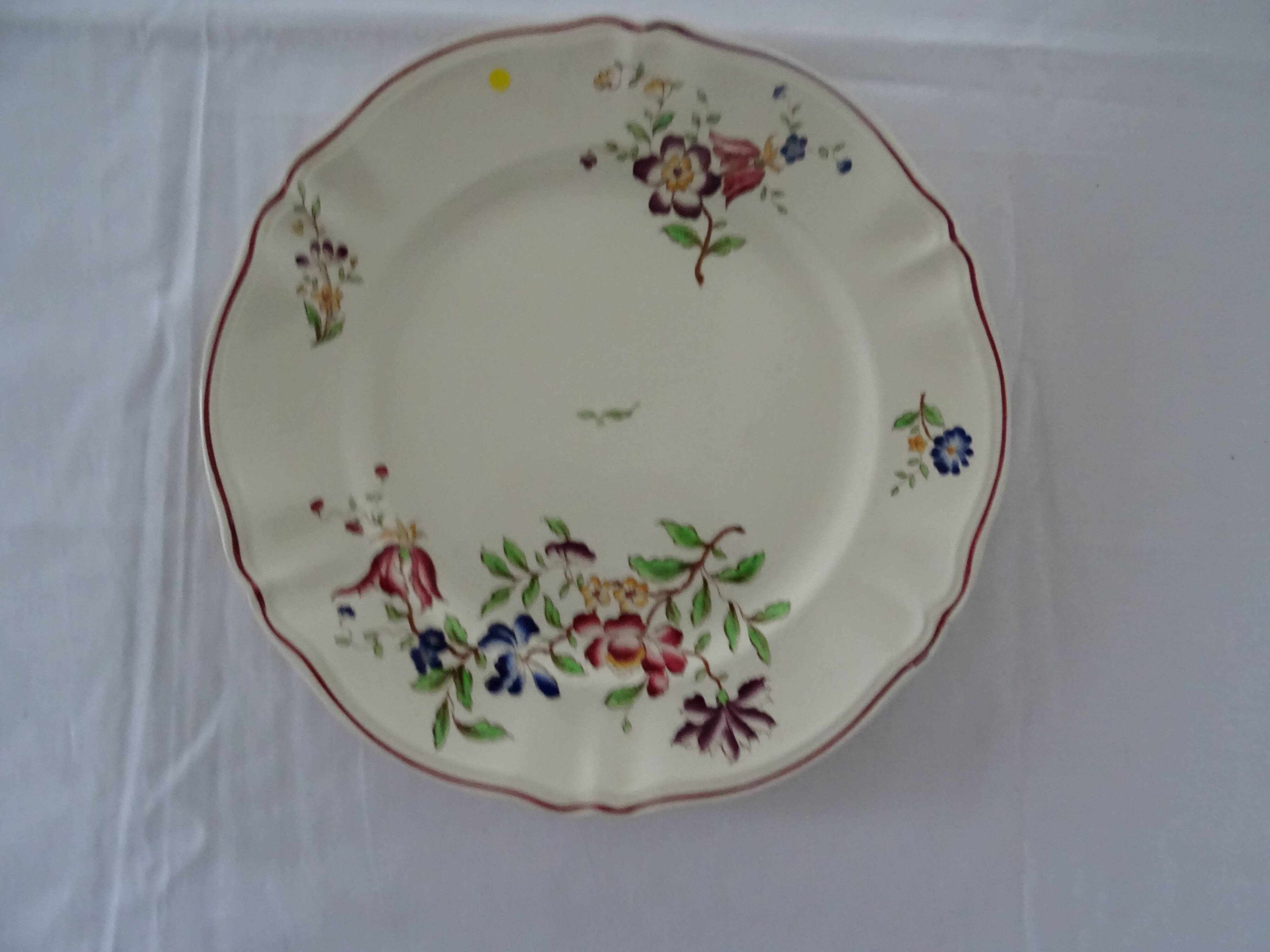 Large dish Sarreguemines 513112 faience old flowers STRASBOURG