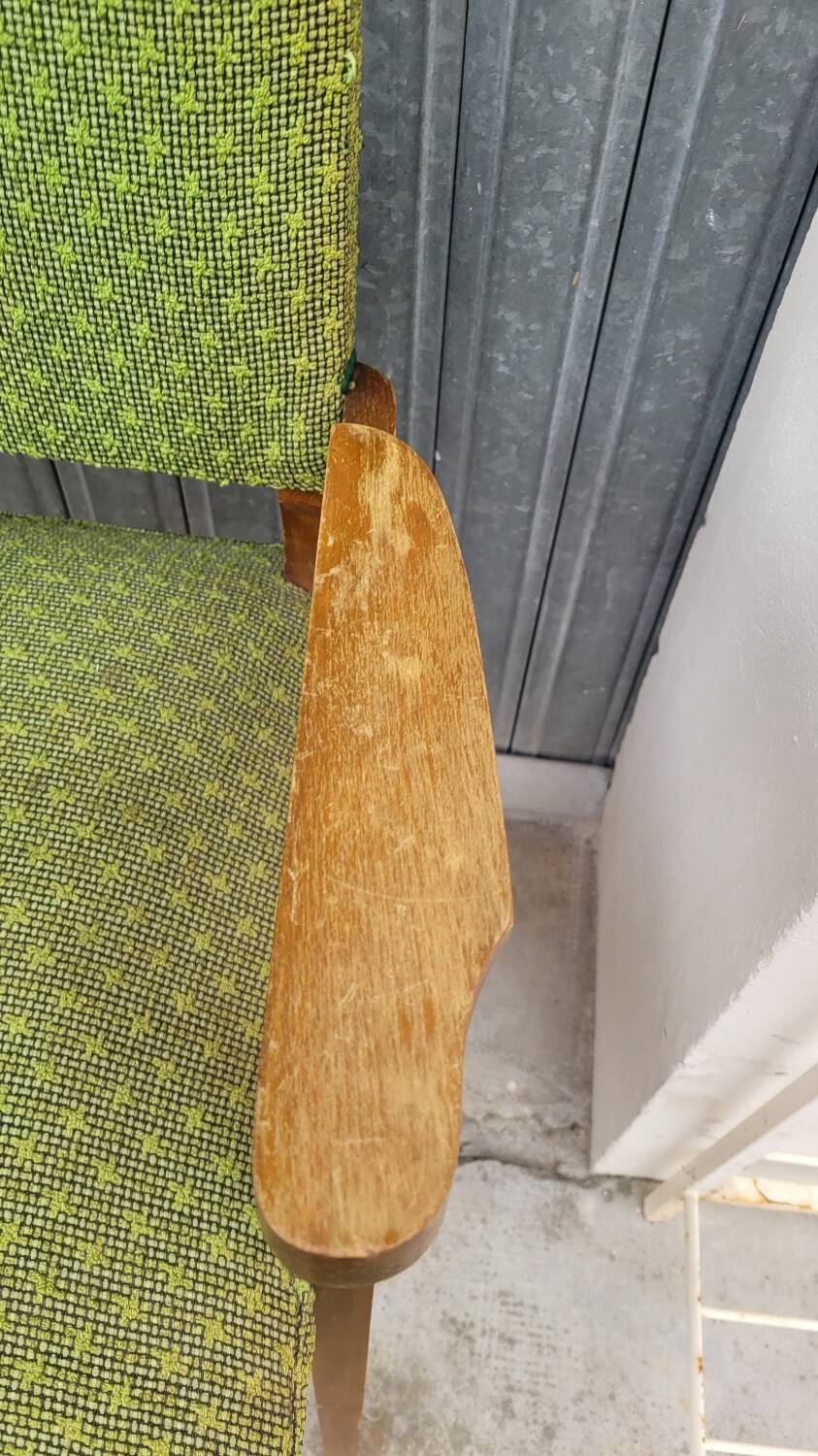 Pair of vintage bridge armchairs 1950s designer compass feet