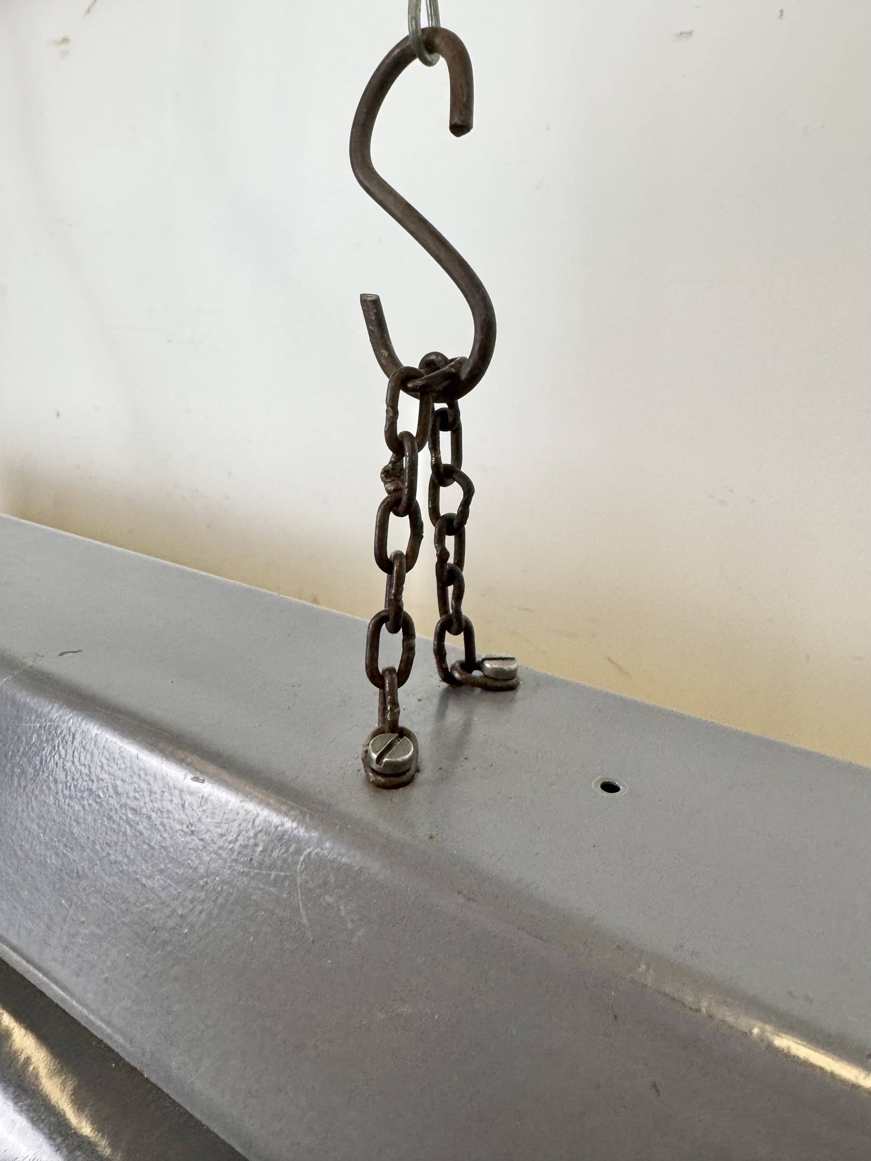 Grey Enamel Industrial Hanging Tube Light, 1960s