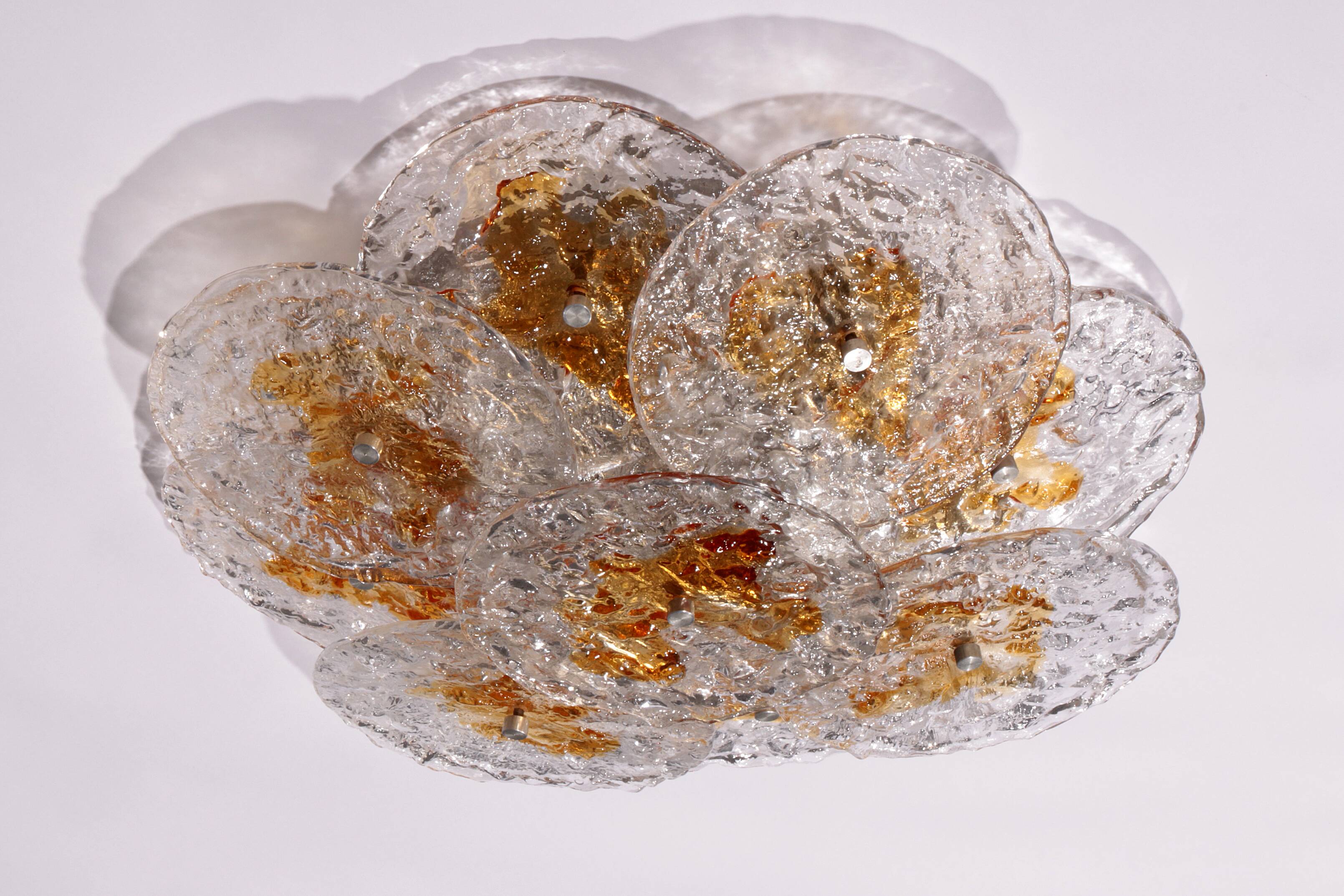 Large Flush Mount Murano Glass , Italy, 1970s
