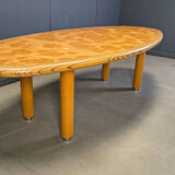 XXL dining table in burl and elm wood, 1980s