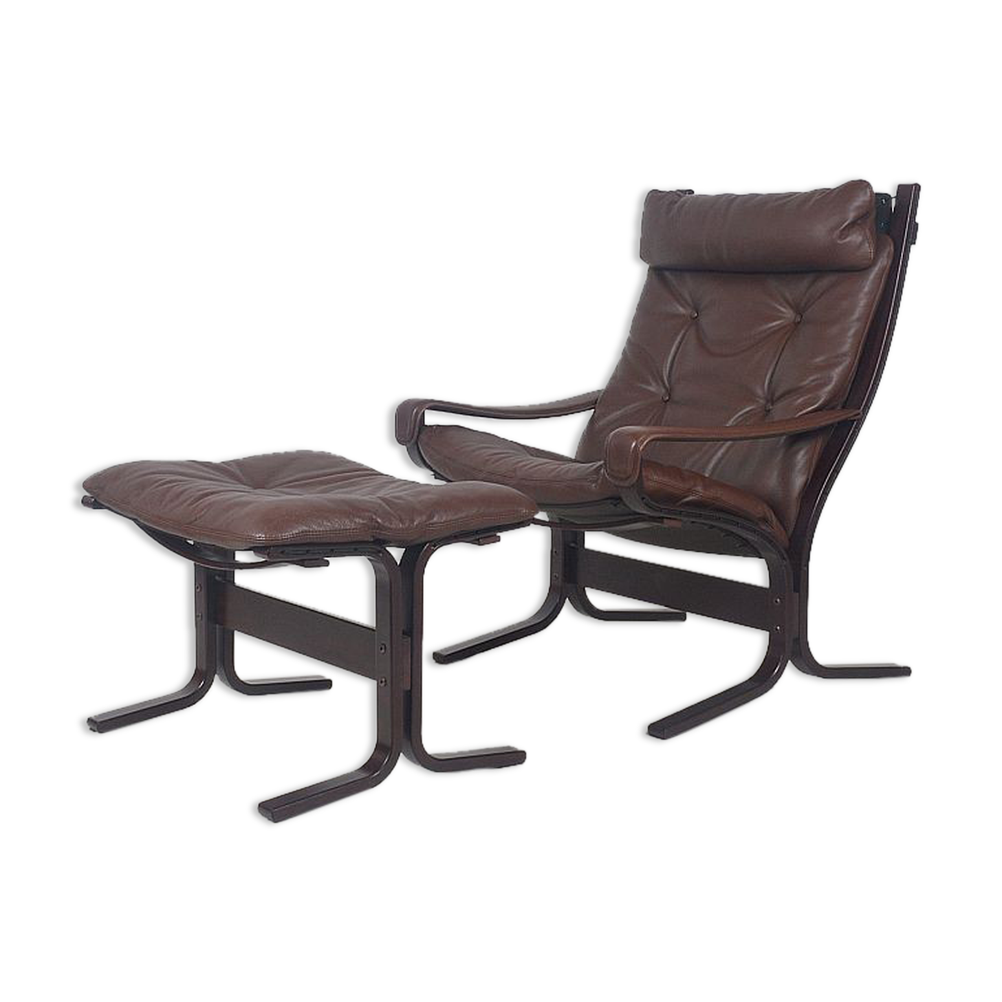 Norwegian lounge chair with ottoman designed by Ingmar Relling, 1960s