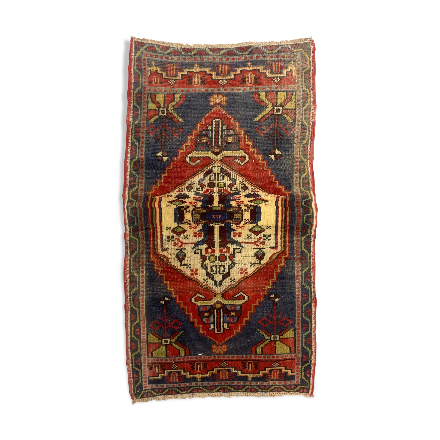 Small Vintage Turkish Rug 115x60 cm, Short Runner, Tribal, Shabby Chic