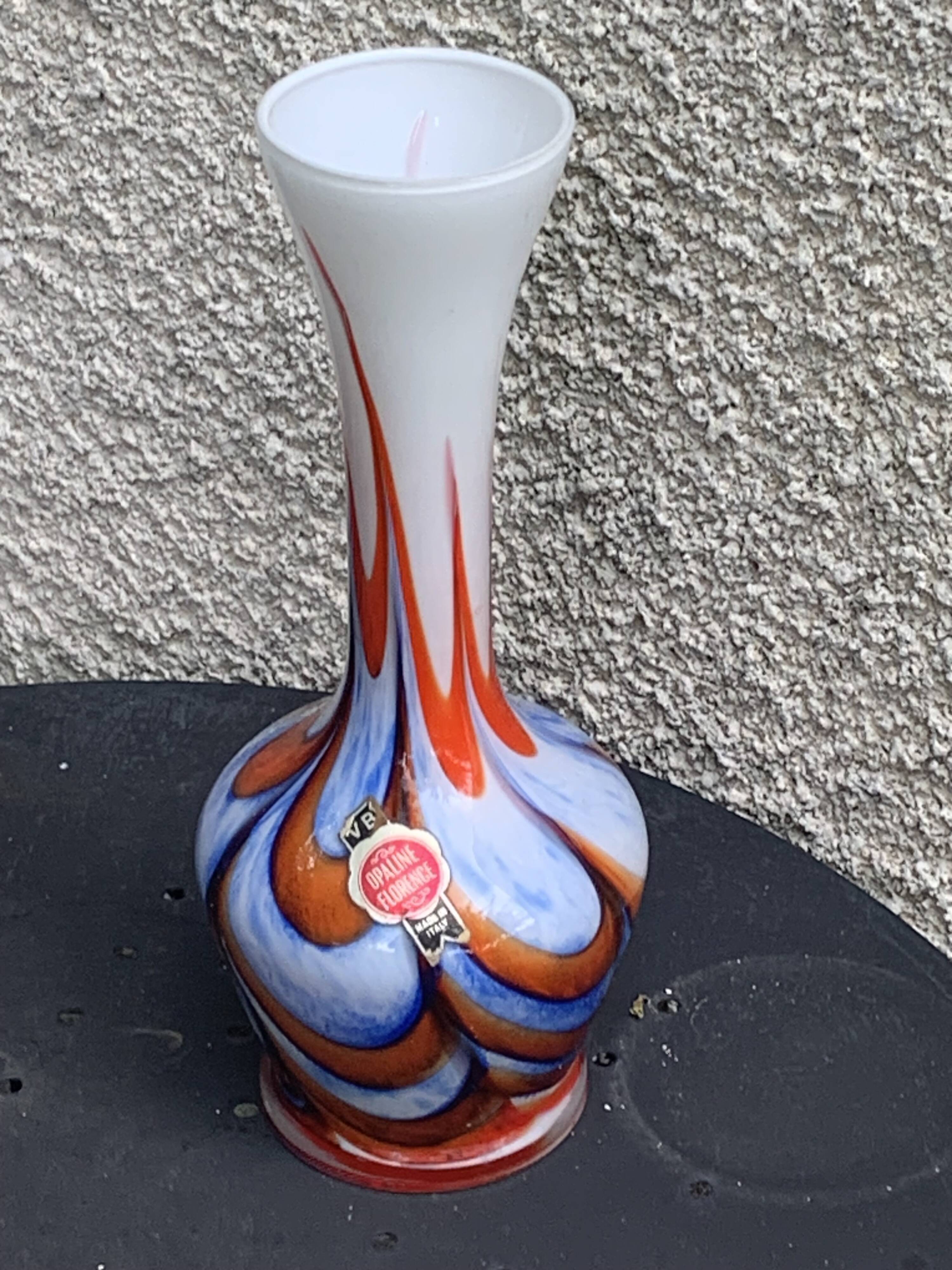 Opaline vase, stamped bb, Florence made in Italy, vintage