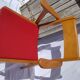 Pair of wooden armchairs and skaï foot compass of the 50s