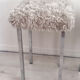 Set of two vintage chrome stools with fluffy upholstery