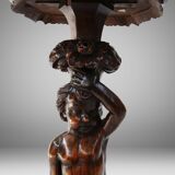 Carved Walnut Pedestal Table with Putto, France 1850s