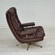 Vintage danish swivel leather armchair 1970s