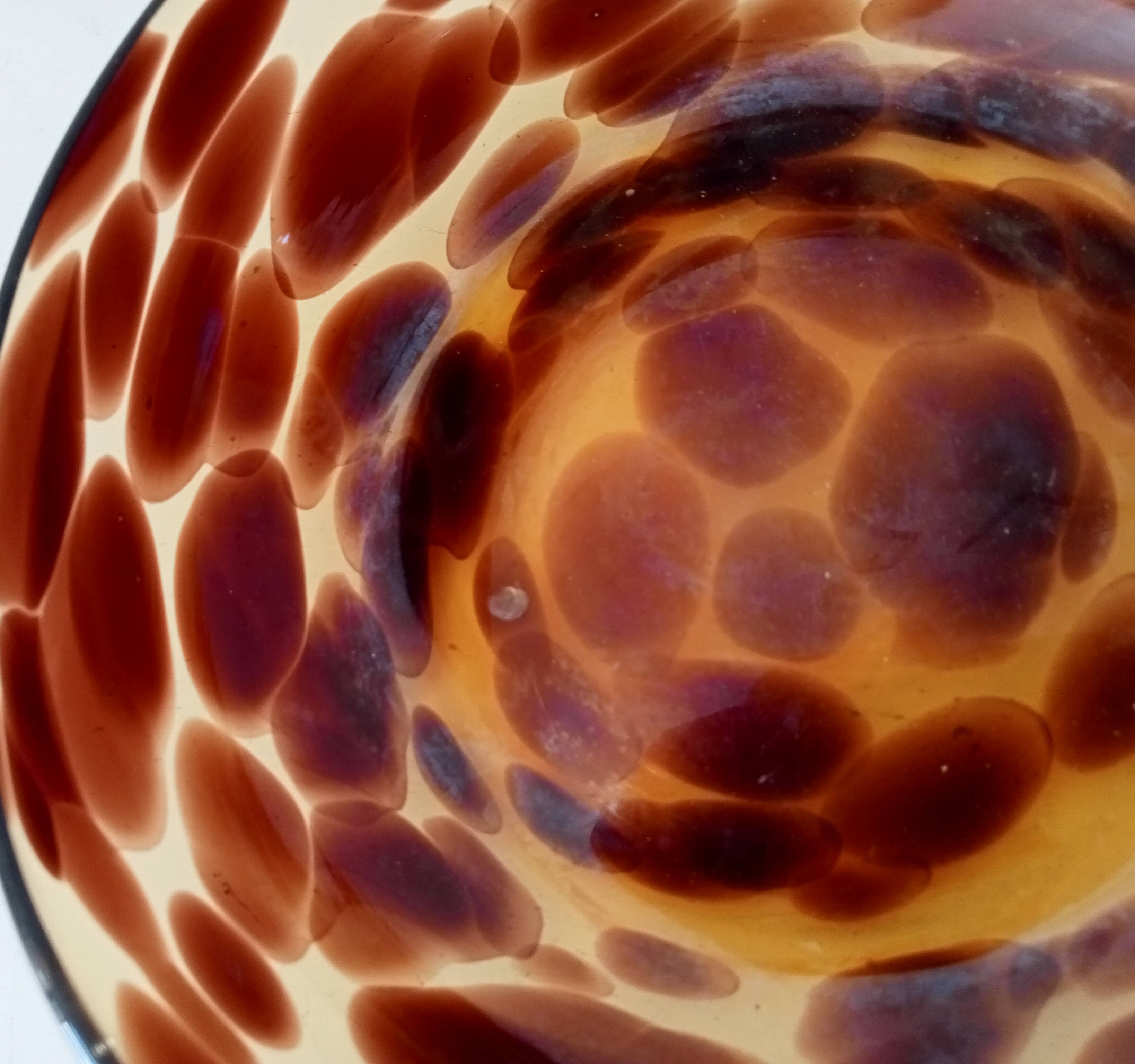 Vintage 70s bowl in speckled amber glass Murano glass