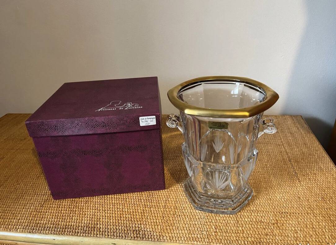 Lorraine crystal champagne bucket with 24 carat gold coating