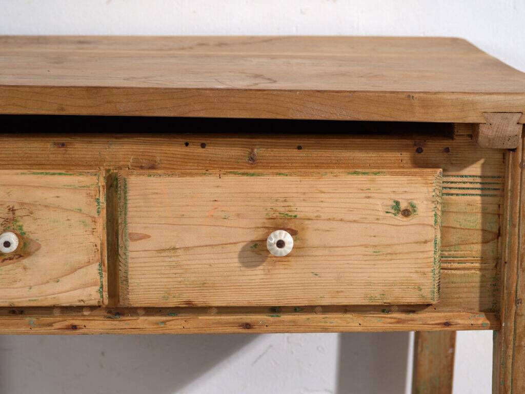 Central European pine kitchen table with two drawers – Tyrol, circa 1910