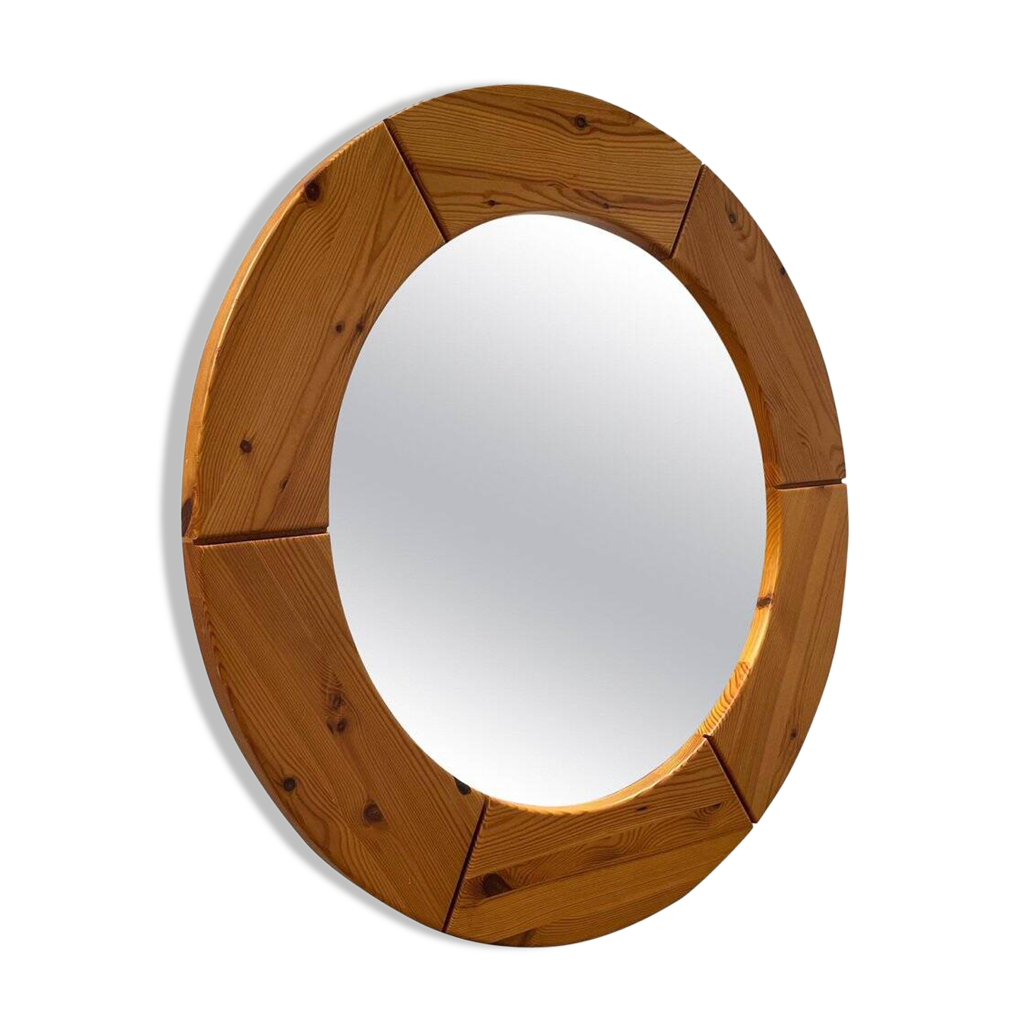 Pine wall mirror by Glasmäster Markaryd, Sweden, 1967
