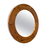Pine wall mirror by Glasmäster Markaryd, Sweden, 1967