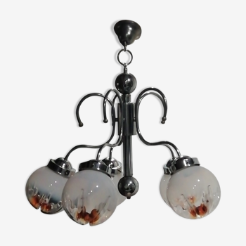 Lustre 5 branches avec globes Mazzega