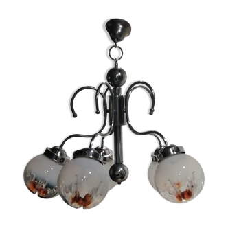 Lustre 5 branches avec globes Mazzega