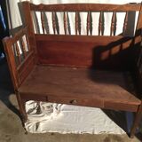 Beech baluster bench with drawer