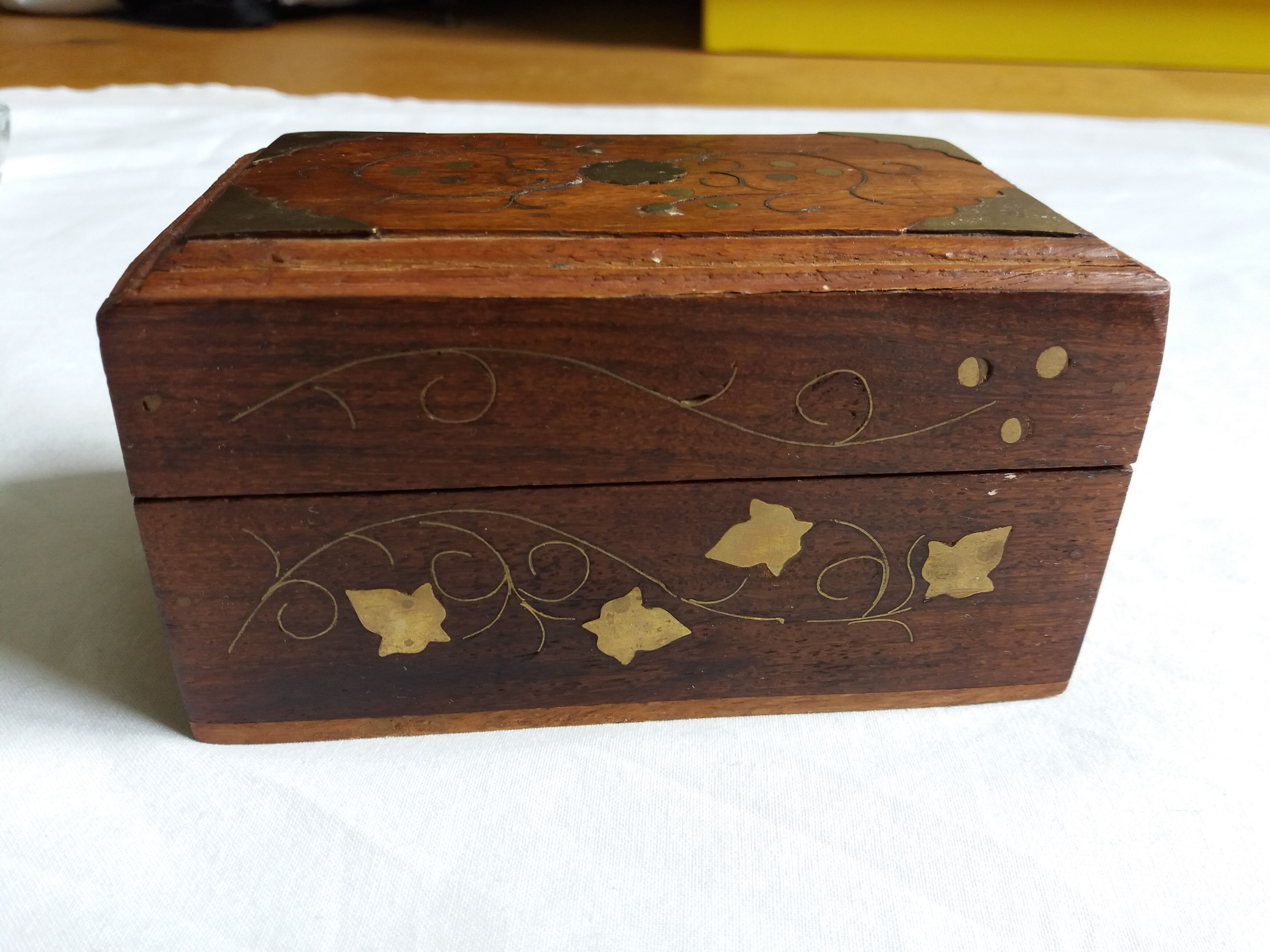 Wooden box inlays brass