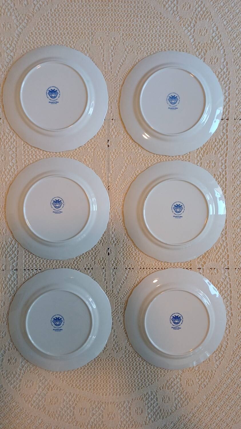 Set of 6 Villeroy and Boch Phoenix Blue dinner plates