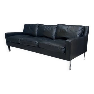 black leather Tecta -seat sofa by Hans Konecke 1960s
