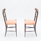 Rare Set of 6 chairs Campanino Chiavari walnut by Fratelli Levaggi 1950