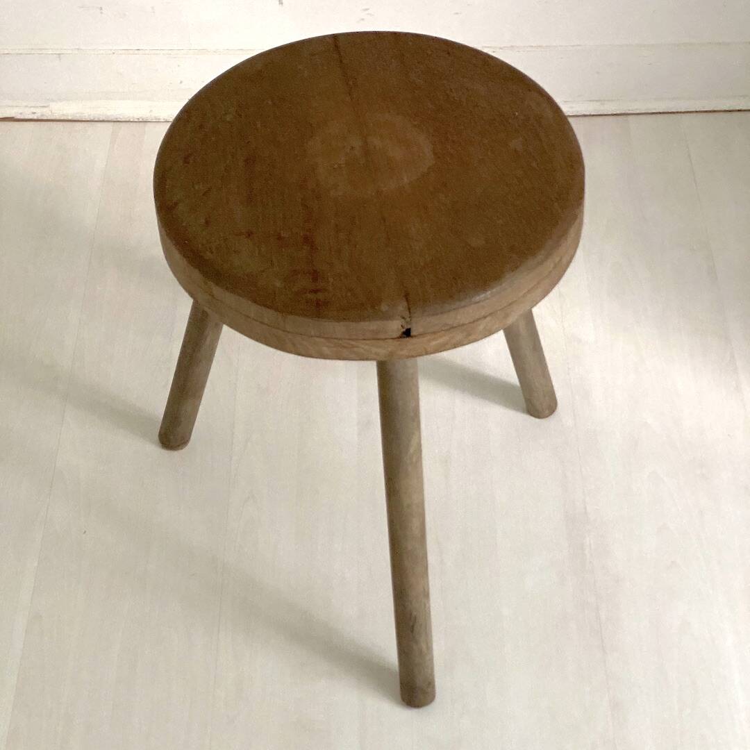 Brutalist Tripod Foot Stool Solid Wood