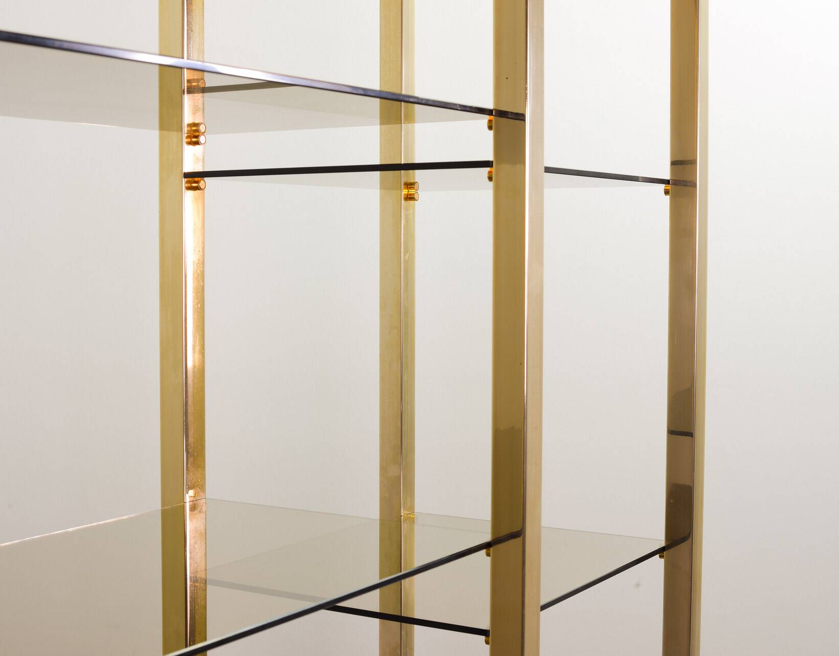 Black Belgo Chrom Hollywood Regency 20 Carat Gold Plated Shelving Unit 70s