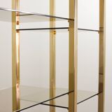 Black Belgo Chrom Hollywood Regency 20 Carat Gold Plated Shelving Unit 70s