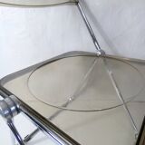 Vintage design folding chair in chrome and smoked polycarbonate