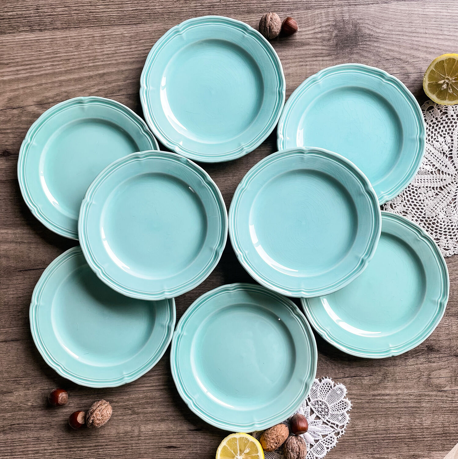 8 assiettes à dessert vert mint