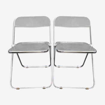 Pair of chairs Plia by Giancarlo Piretti edited by Anonima Castelli 1970