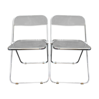 Pair of chairs Plia by Giancarlo Piretti edited by Anonima Castelli 1970
