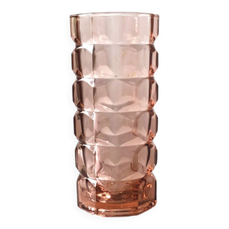 Vintage pink thick glass vase Luminarc France