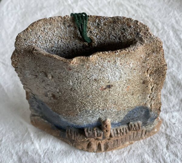 Vase de voldemar volkoff, vallauris en terre brute chamottée vintage 1950