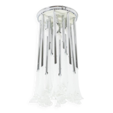 Murano glass and chrome metal chandelier. 1970s.