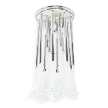 Murano glass and chrome metal chandelier. 1970s.