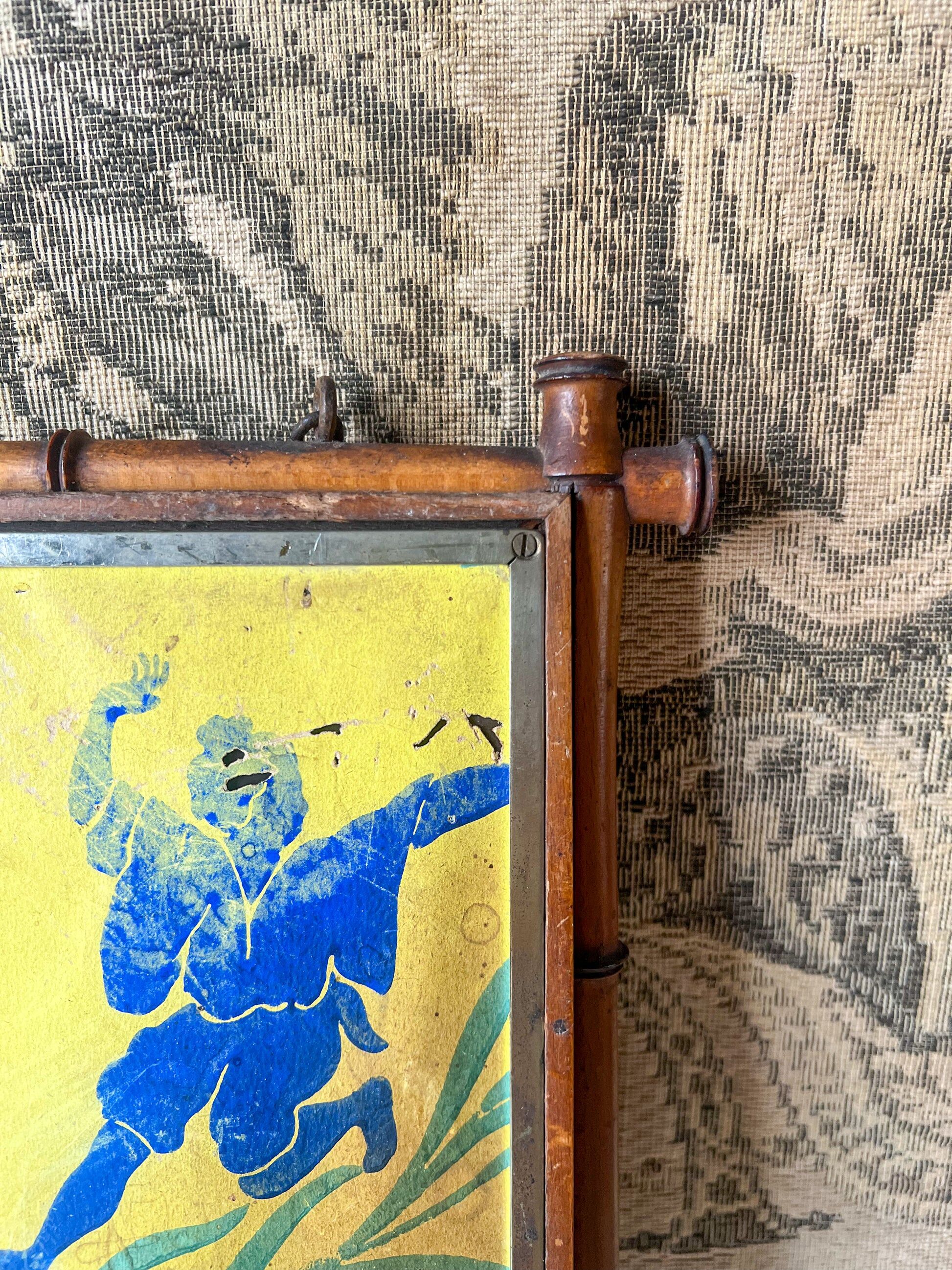 19th-century French chinoiserie-style mirror with a bamboo frame